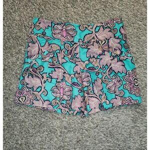LOFT Paisley Print Shorts Turquoise Pink Women's Size‎ 4